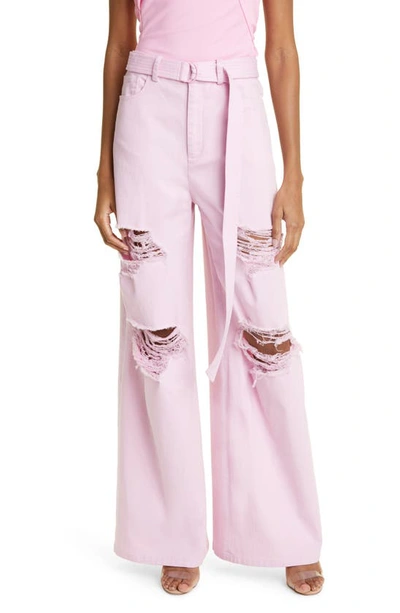 Lapointe Stretch-cotton Twill Distressed Flared Jeans In Blossom