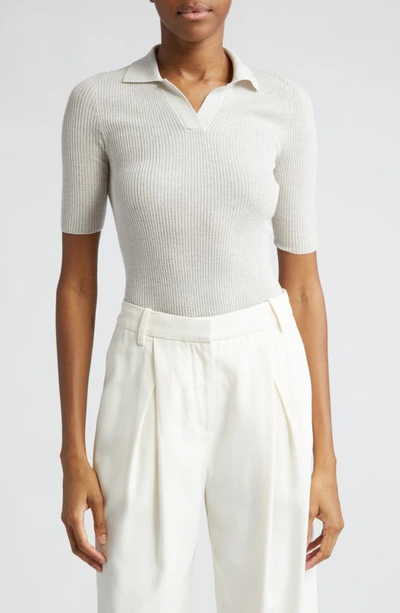 Fabiana Filippi Knit Polo Sweater In Nude &amp; Neutrals