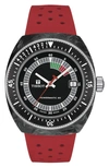 Tissot Men's Swiss Automatic Sideral S Red Perforated Rubber Strap Watch 41mm In Black/red