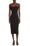 THE ROW HAKU FITTED SQUARE NECK MIDI DRESS
