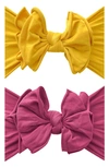 Baby Bling 2-pack Fab-bow-lous Headbands In Medallion Raspberry
