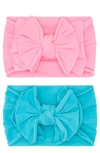 Baby Bling 2-pack Fab-bow-lous Headbands In Neon Pink A Boo Neon Blue