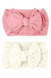 Baby Bling 2-pack Fab-bow-lous Headbands In Zinnia Ivory