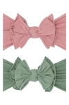 Baby Bling 2-pack Fab-bow-lous Headbands In Mauve Sage