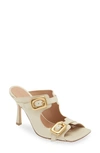 Bottega Veneta Leather Stretch Buckle Mules In Sea Salt