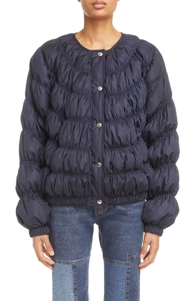 Chloé Quilted Bubble Sleeve Down Jacket In Abyss Blue