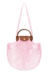 Longchamp Filet Cotton Net Shoulder Tote Bag In Pink