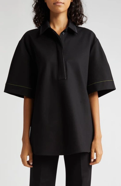 Victoria Beckham Oversized Polo Shirt In Black