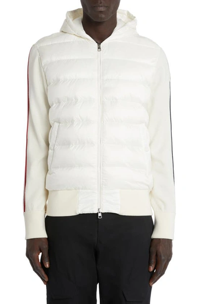 MONCLER QUILTED DOWN & WOOL KNIT CARDIGAN