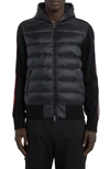 Moncler Cardigan Tricot À Empiècements Matelassés In Black