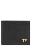 Tom Ford Black Soft Grain Leather T Line Classic Bifold Wallet In Black