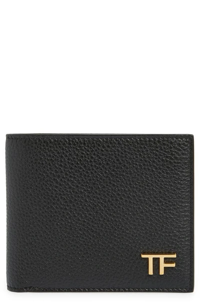 Tom Ford T-line Soft Grain Leather Bifold Wallet In Black