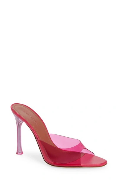 Amina Muaddi Alexa Glass Slipper Slide Sandal In Pvc Lotus Pink