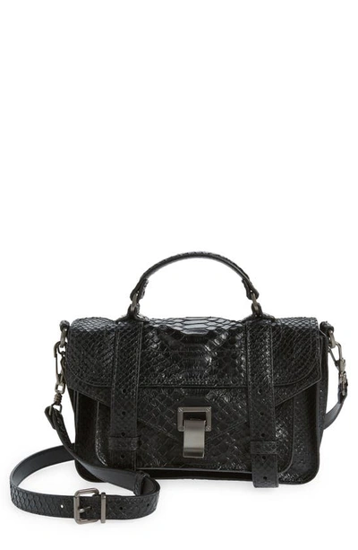 Proenza Schouler Tiny Ps1 Tonal Leather Top Handle Bag In Black