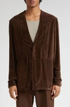 Rick Owens Fogpocket Secret Velvet Overshirt In Brown