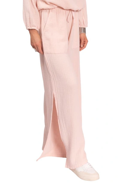 Everyday Ritual Riley Cotton Gauze Split Hem Pants In Blush