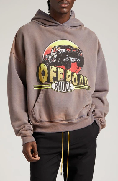 Rhude Off Road Cotton Hoodie In Gray