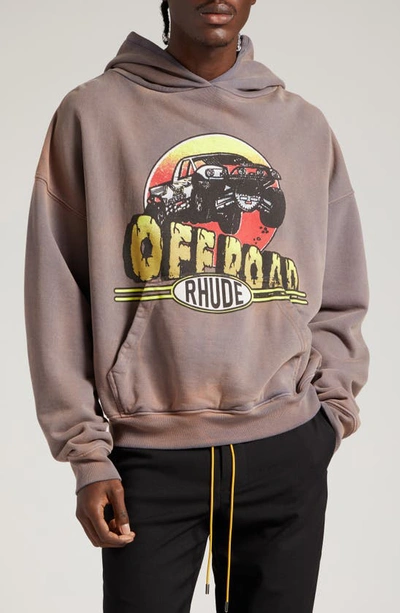 Rhude Off Road Cotton Hoodie In Vintage Grey