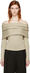 ROSETTA GETTY ROSETTA GETTY BEIGE BANDED OFF-THE-SHOULDER PULLOVER