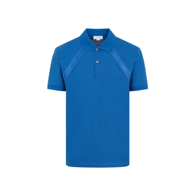 Alexander Mcqueen Logo Taped Polo Shirt In Blue