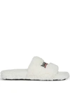 Balenciaga Cozy Faux Fur Shearling Flat Slides In White
