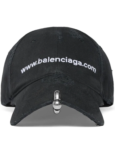 Balenciaga Logo Baseball Cap In Black