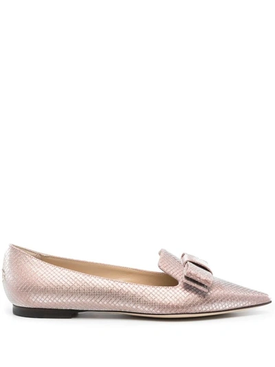 Jimmy Choo Gala Pointed-toe Leather Ballet Flats In Colour Carne Y Neutral