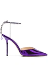 Jimmy Choo Saeda Crystal Ankle Strap Pointed Toe Pump In Purple
