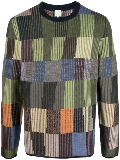Paul Smith Patterned-intarsia Ribbed Wool Jumper In Multicolour
