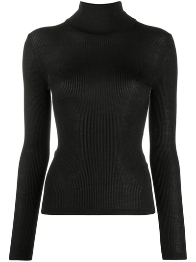 Saint Laurent Wool And Silk Blend Turtleneck Sweater In Black