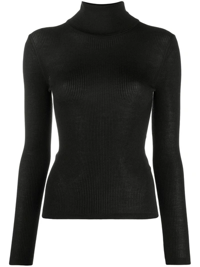 Saint Laurent Wool And Silk Blend Turtleneck Jumper In Black