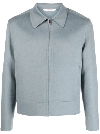 Valentino Pointed-collar Zipped Jacket In Grey