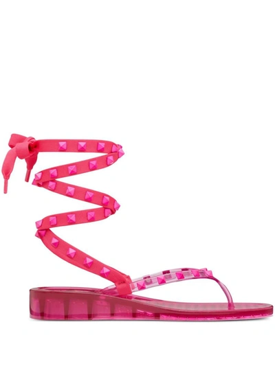 Valentino Garavani Rockstud Gladiator Sandals In Fuchsia