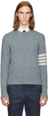 THOM BROWNE Blue Classic Mohair Crewneck Pullover