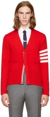 Thom Browne Red Classic Short V-neck Cardigan