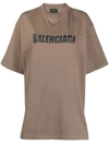 Balenciaga Logo-print Cotton T-shirt In Dove Grey