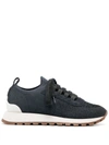 Brunello Cucinelli Panelled Low-top Sneakers In Blue