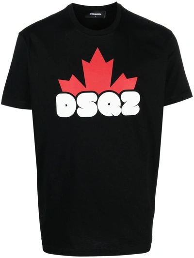 Dsquared2 Logo-print Cotton T-shirt In Nero
