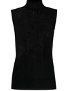 ERMANNO SCERVINO ERMANNO SCERVINO EMBROIDERED WOOL SLEEVELESS TOP