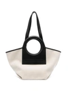 HEREU HEREU CALA SMALL LEATHER-TRIMMED CANVAS TOTE BAG