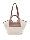 HEREU HEREU CALA SMALL LEATHER-TRIMMED CANVAS TOTE BAG