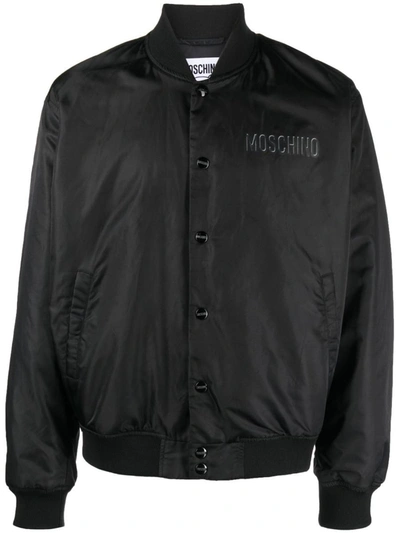 Moschino Logo印花飞行员夹克 In Black
