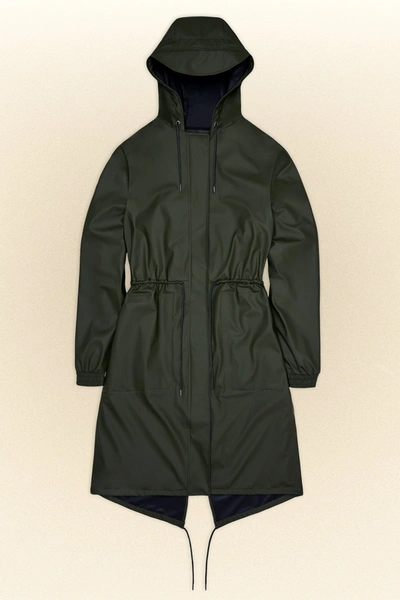 Rains 18550 String Parka Evergreen In 03 Green