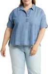 CASLON CASLON(R) PLEAT DENIM TOP