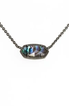 Kendra Scott Elisa Pendant Necklace In Abalone/ Gunmetal