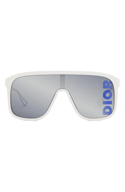 Dior Men's Fast Shield Sunglasses With Head Strap In Ivory Blue Mirror