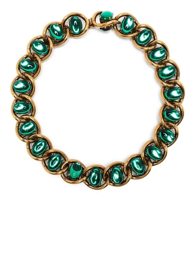 Marni Cabochon-embellished Chain Necklace In Emerald