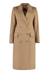 Max Mara Elmi Wool Blend Long Top Coat In Camel
