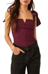 FREE PEOPLE LOLA SHOULDER TIE SEAMED BODYSUIT