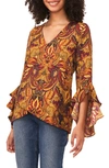 Vince Camuto Ruffle Sleeve Blouse In Pickled Beet